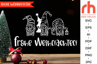 Frohe Weihnachten SVG - Xmas Gnomes Cut File SVG RedHelgaArt 