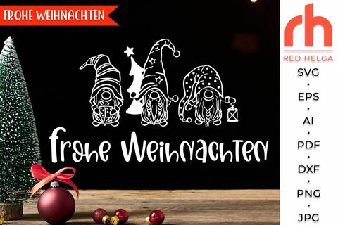 Frohe Weihnachten SVG - Xmas Gnomes Cut File SVG RedHelgaArt 