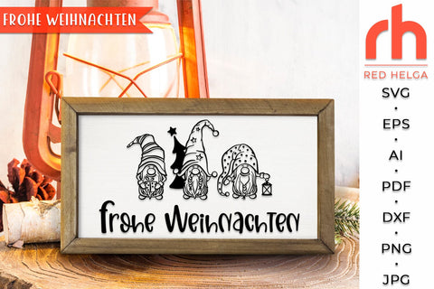 Frohe Weihnachten SVG - Xmas Gnomes Cut File SVG RedHelgaArt 