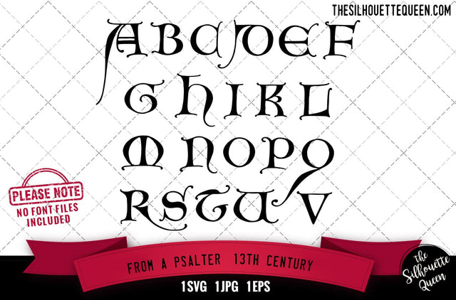 From A Psalter. 13th Century alphabets - ABC letters SVG Loveleen Kaur 