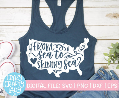 From Sea to Shining Sea | 4th of July SVG Cut File SVG Crazy Crafty Lady Co. 