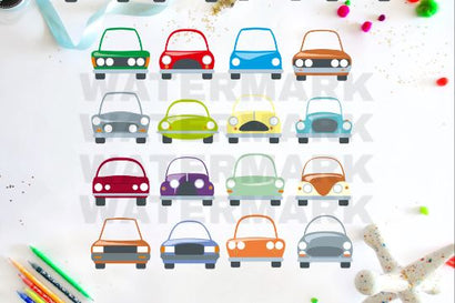 Front Cars Clipart Set for Kids, png, svg SVG Digital Good Things 