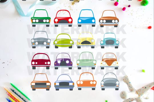 Front Cars Clipart Set for Kids, png, svg SVG Digital Good Things 