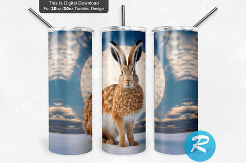 Front Snowshoe Hare 20 oz / 30 oz Tumbler PNG Sublimation Regulrcrative 