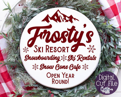 Frosty's Ski Resort Svg - Christmas Round Svg SVG Crafty Mama Studios 