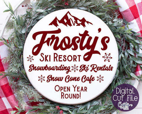 Frosty's Ski Resort Svg - Christmas Round Svg SVG Crafty Mama Studios 