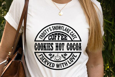 Frosty's snowflake cafe coffee cookies hot cocoa served with love SVG Angelina750 