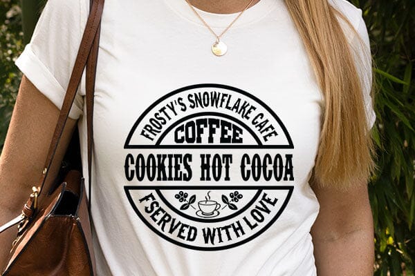 Frosty's snowflake cafe coffee cookies hot cocoa served with love SVG Angelina750 