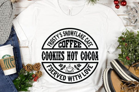 Frosty's snowflake cafe coffee cookies hot cocoa served with love SVG Angelina750 