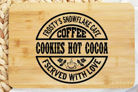 Frosty's snowflake cafe coffee cookies hot cocoa served with love SVG Angelina750 