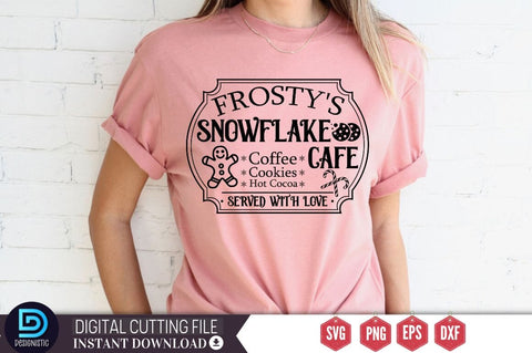Frosty's snowflake cafe coffee cookies hot cocoa served with love SVG SVG DESIGNISTIC 