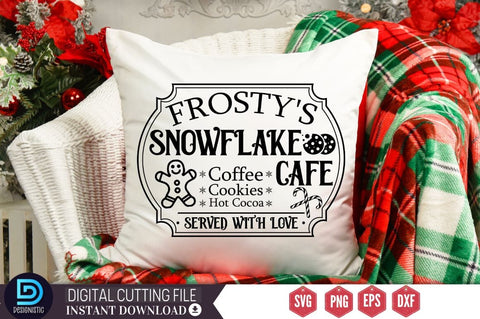 Frosty's snowflake cafe coffee cookies hot cocoa served with love SVG SVG DESIGNISTIC 