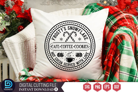 Frosty's snowflake cafe coffee cookies hot cocoa served with love SVG SVG DESIGNISTIC 