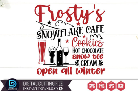 Frosty's snowflake cafe cookies hot chocolate snow tee cream open all winter SVG SVG DESIGNISTIC 