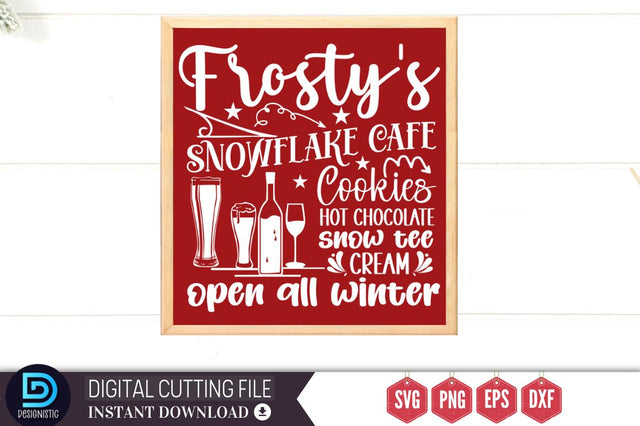 Frosty's snowflake cafe cookies hot chocolate snow tee cream open all winter SVG SVG DESIGNISTIC 