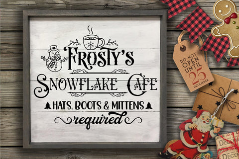 Frosty's Snowflake Cafe SVG I Farmhouse Christmas Sign SVG SVG Happy Printables Club 