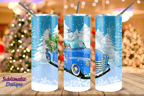 Frosty's Tree Farm Truck Skinny Tumbler Wrap 20 oz Sublimation Sublimatiz Designs 