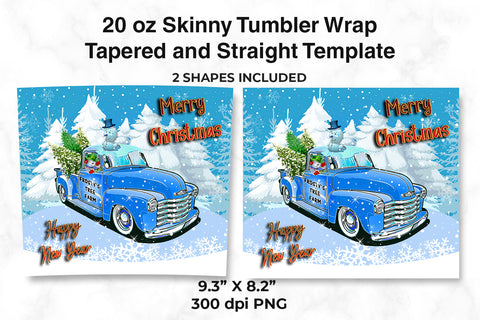 Frosty's Tree Farm Truck Skinny Tumbler Wrap Merry Christmas Sublimation Sublimatiz Designs 