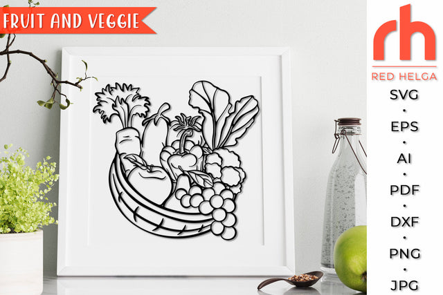 Fruit and Veggie Basket SVG - Fresh Vegetables Cut File - Harvest DXF SVG RedHelgaArt 
