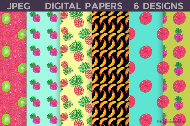 Fruit Digital Paper Digital Pattern WatercolorColorDream 