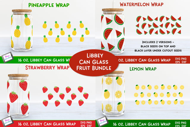 Fruit Libbey Can Glass Wrap Bundle | 16 oz. Can Glass SVGs SVG Stacy's Digital Designs 