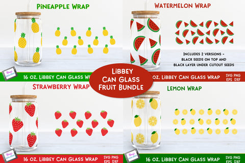 Fruit Libbey Can Glass Wrap Bundle | 16 oz. Can Glass SVGs SVG Stacy's Digital Designs 