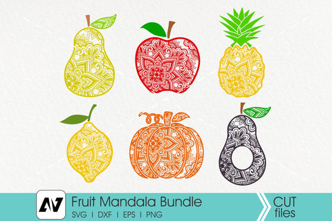 Fruit Mandala Svg Bundle, Pumpkin Mandala Svg, Apple Mandala Svg SVG Pinoyart Kreatib 