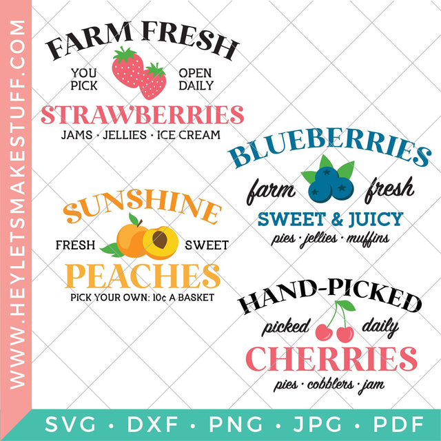 Fruit Sign Bundle SVG Hey Let's Make Stuff 