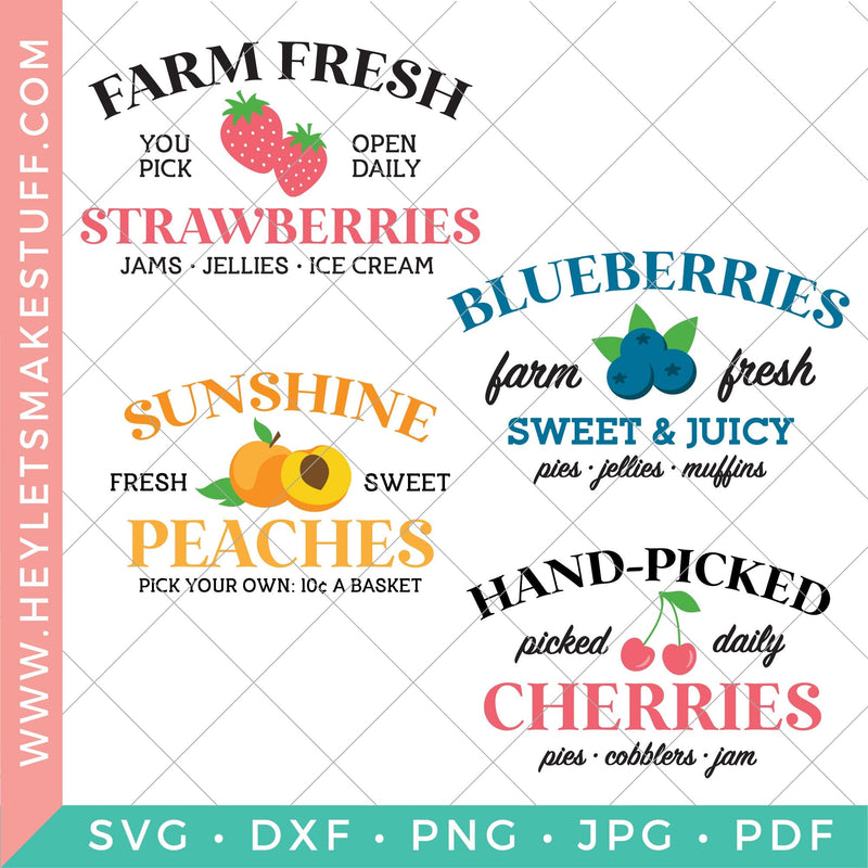 Fruit Sign Bundle SVG Hey Let's Make Stuff 