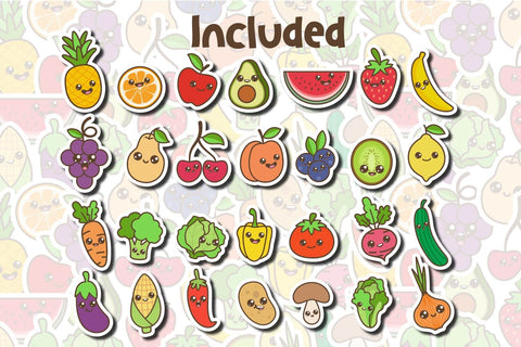 Fruits and Vegetables Stickers printable SVG dadan_pm 