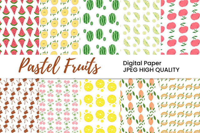 Fruits Digital Paper Bundle Digital Pattern Masyafi Studio 