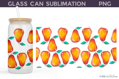 Fruits Glass Can Bundle | Lemonade Libbey Can Glass Sublimation WatercolorColorDream 