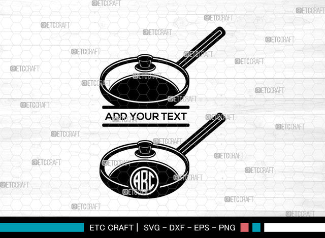 Frying Pan Monogram SVG, Pan Svg, Kitchen Svg, Cooking Pan Svg, Skillet Pan Svg, Split Monogram Svg SVG ETC Craft 