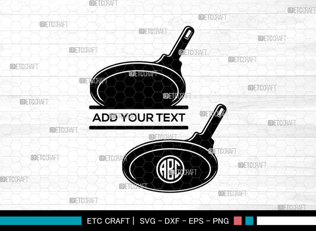 Frying Pan Monogram SVG, Pan Svg, Kitchen Svg, Cooking Pan Svg, Skillet Pan Svg, Split Monogram Svg SVG ETC Craft 