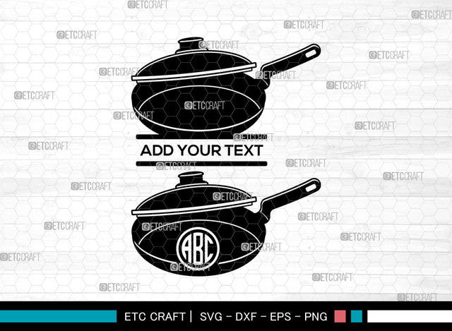 Frying Pan Monogram SVG, Pan Svg, Kitchen Svg, Cooking Pan Svg, Skillet Pan Svg, Split Monogram Svg SVG ETC Craft 