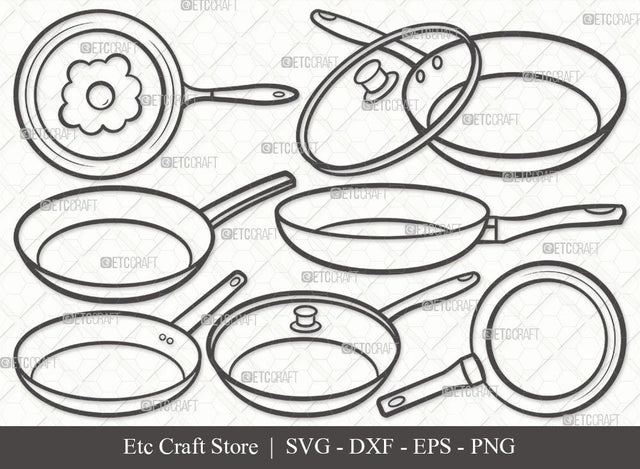 Frying Pan Outline SVG Cut File | Skillet Pan Svg | Egg Frying Pan Svg | Cast Iron Svg | Pan Svg | Cooking Pan Svg | Kitchen Svg | Frying Pan Svg Bundle SVG ETC Craft 
