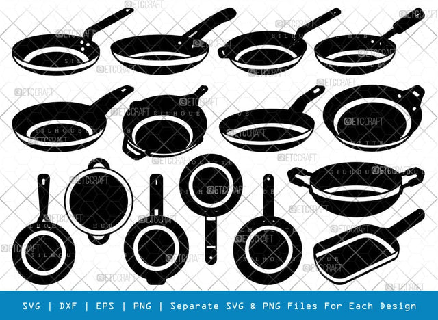 Frying Pan Silhouette, Frying Pan SVG, Cooking Pan Svg, Non Stick Pan Svg, Kitchen Items Svg, Frying Pan Bundle, SB00794 SVG ETC Craft 