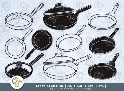 Frying Pan Silhouette, Pan Svg, Kitchen Svg, Cooking Pan Svg, Skillet Pan Svg, Frying Pan Svg Bundle SVG ETC Craft 