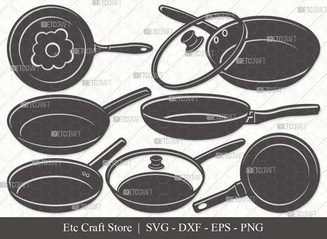 Frying Pan Silhouette SVG Cut File | Skillet Pan Svg | Egg Frying Pan Svg | Cast Iron Svg | Pan Svg | Cooking Pan Svg | Kitchen Svg | Frying Pan Svg Bundle SVG ETC Craft 