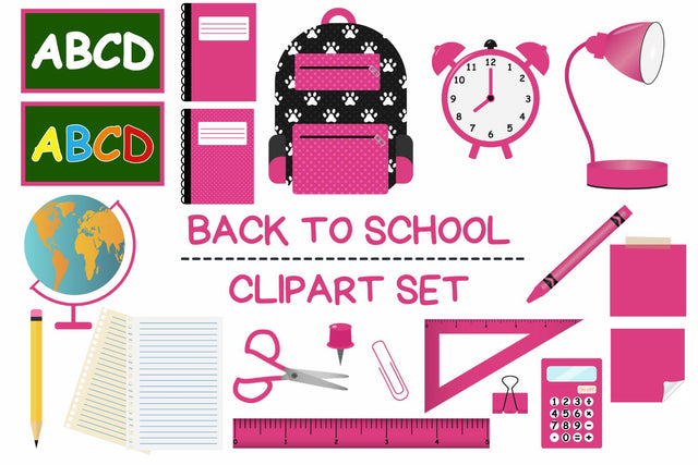 Fuchsia Back To School Clipart Set Sublimation Sublimatiz Designs 