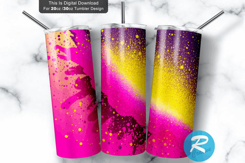 Fuchsia Yellow DeepPink Glitter 20 oz / 30 oz Tumbler PNG Sublimation Regulrcrative 