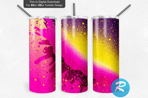 Fuchsia Yellow DeepPink Glitter 20 oz / 30 oz Tumbler PNG Sublimation Regulrcrative 