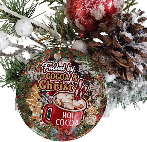Fueled by Cocoa and Christ Ornament Png, Round Christmas Ornament, PNG Instant Download, Xmas Ornament Sublimation Designs Downloads Sublimation CaldwellArt 