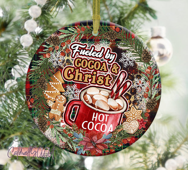 Fueled by Cocoa and Christ Ornament Png, Round Christmas Ornament, PNG Instant Download, Xmas Ornament Sublimation Designs Downloads Sublimation CaldwellArt 