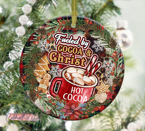 Fueled by Cocoa and Christ Ornament Png, Round Christmas Ornament, PNG Instant Download, Xmas Ornament Sublimation Designs Downloads Sublimation CaldwellArt 