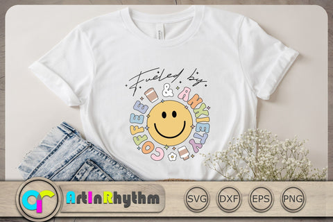 Fueled by coffee and anxiety Svg, Funny Svg, Retro Groovy Svg, Hippie Svg, Anxiety Svg SVG Artinrhythm shop 