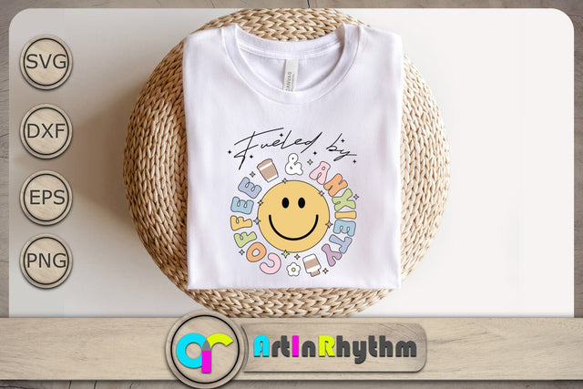 Fueled by coffee and anxiety Svg, Funny Svg, Retro Groovy Svg, Hippie Svg, Anxiety Svg SVG Artinrhythm shop 