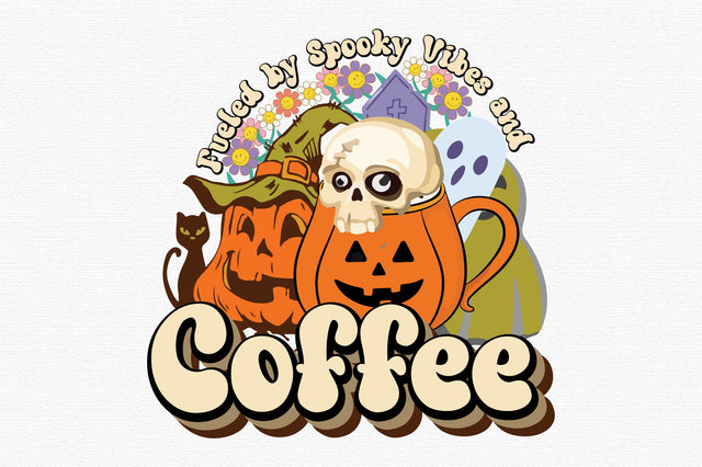 Fueled by Spooky Vibes and Coffee Sublimation SVG designartist 