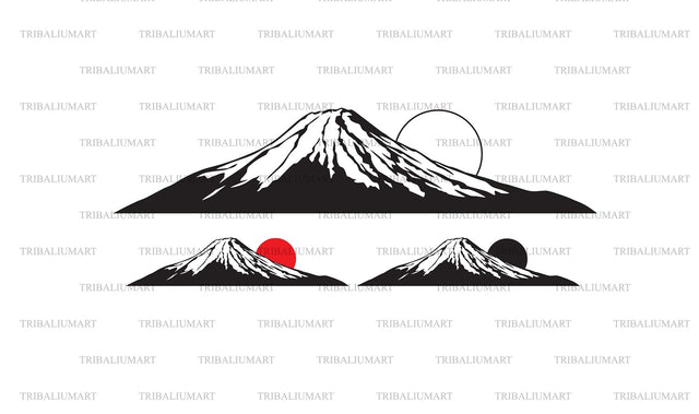 Fuji Mountain with Sun SVG TribaliumArtSF 