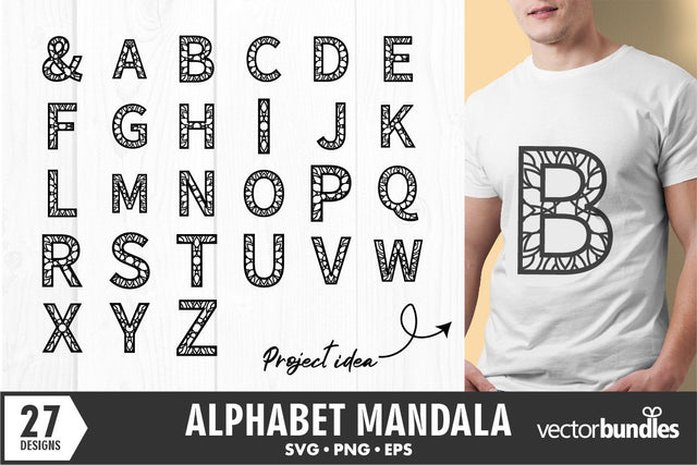 Full alphabet mandala svg SVG vectorbundles 